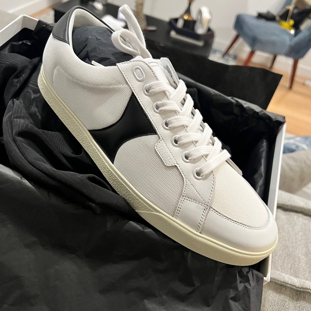 CELINE Triomphe black & white sneakers in leather & mesh - Brand New with Tags